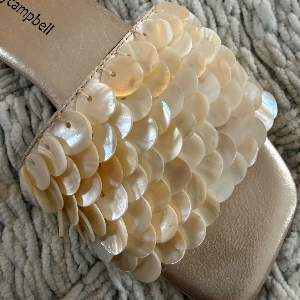 Jeffrey Campbell Cream Sequin Women's Sandals - Picture 2 of 3